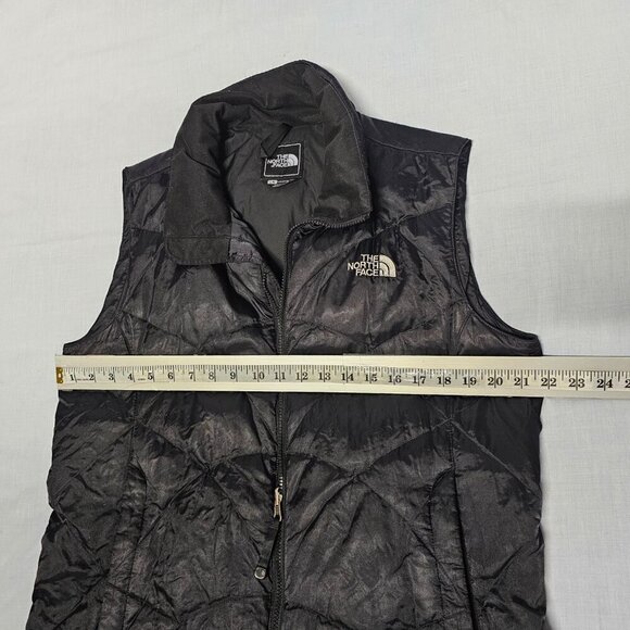 The North Face 550 Goose Down Puffer Vest Women Size L Black Quilted Full Zip - Picture 9 of 13